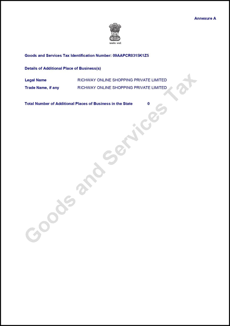 GST Annexure A - Business Details